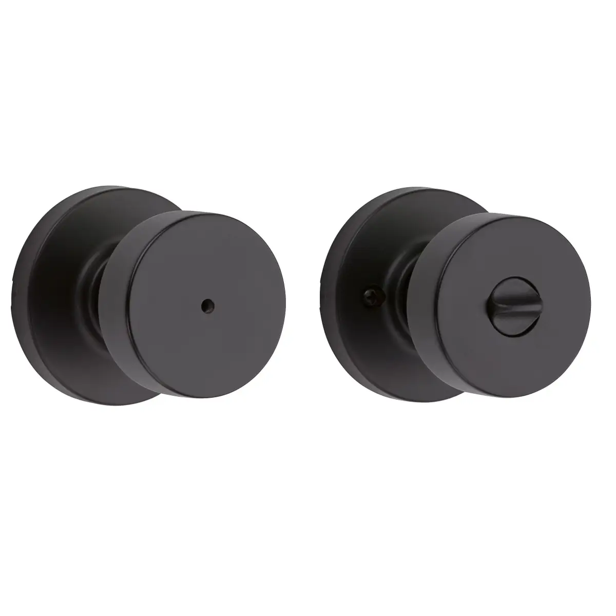 KWIKSET Matte Black Pismo Privacy Knob with Round Rose