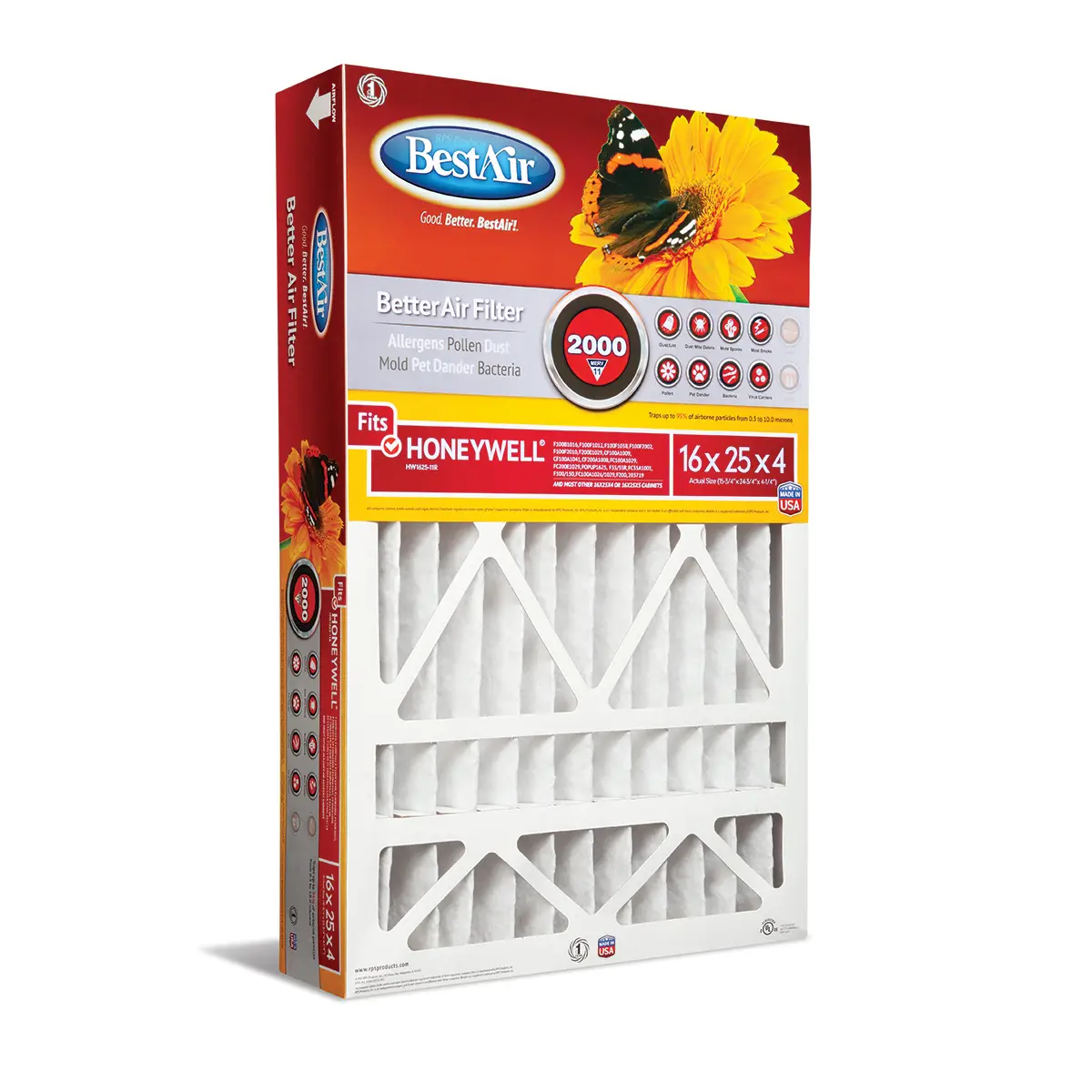 BESTAIR 16"x25"x4" AC Furnace Air Filter For Honeywell MERV 11