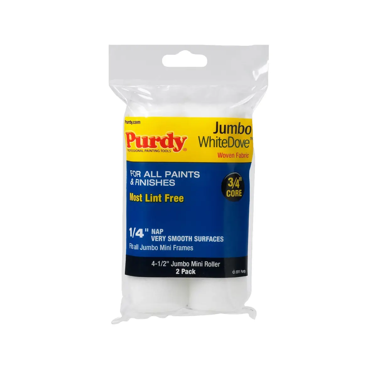 PURDY 2-Count 4-1/2" x 1/4" White Dove Jumbo Mini Roller Cover