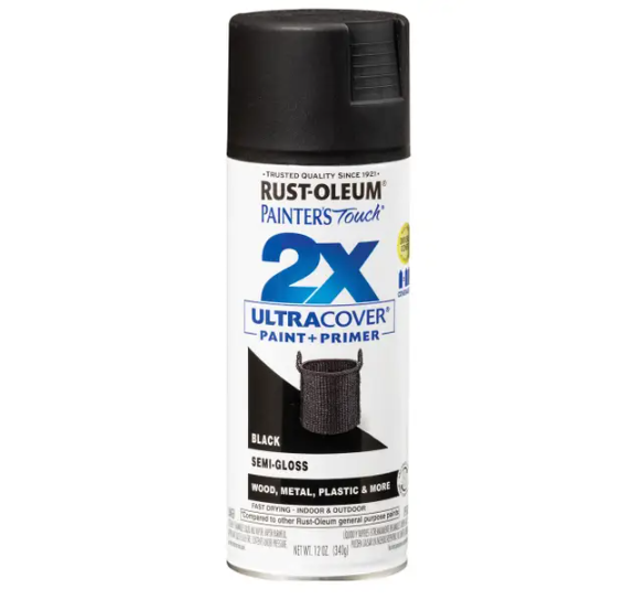 RUST-OLEUM 12 oz Painter's Touch 2X Ultra Cover Semi-Gloss Black Spray Paint & Primer