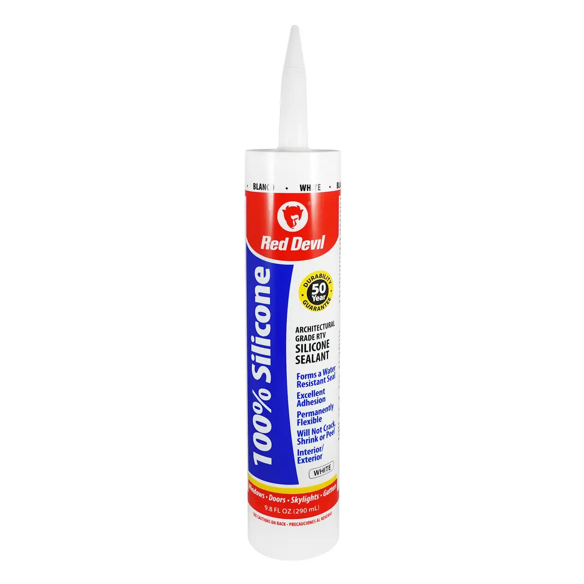 RED DEVIL 9.8 oz 100% White Silicone Sealant