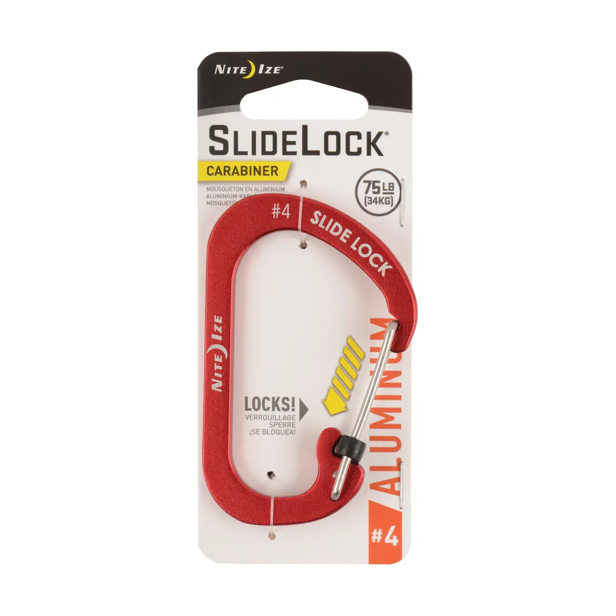 NITE IZE SlideLock Carabiner Aluminum #4-Red