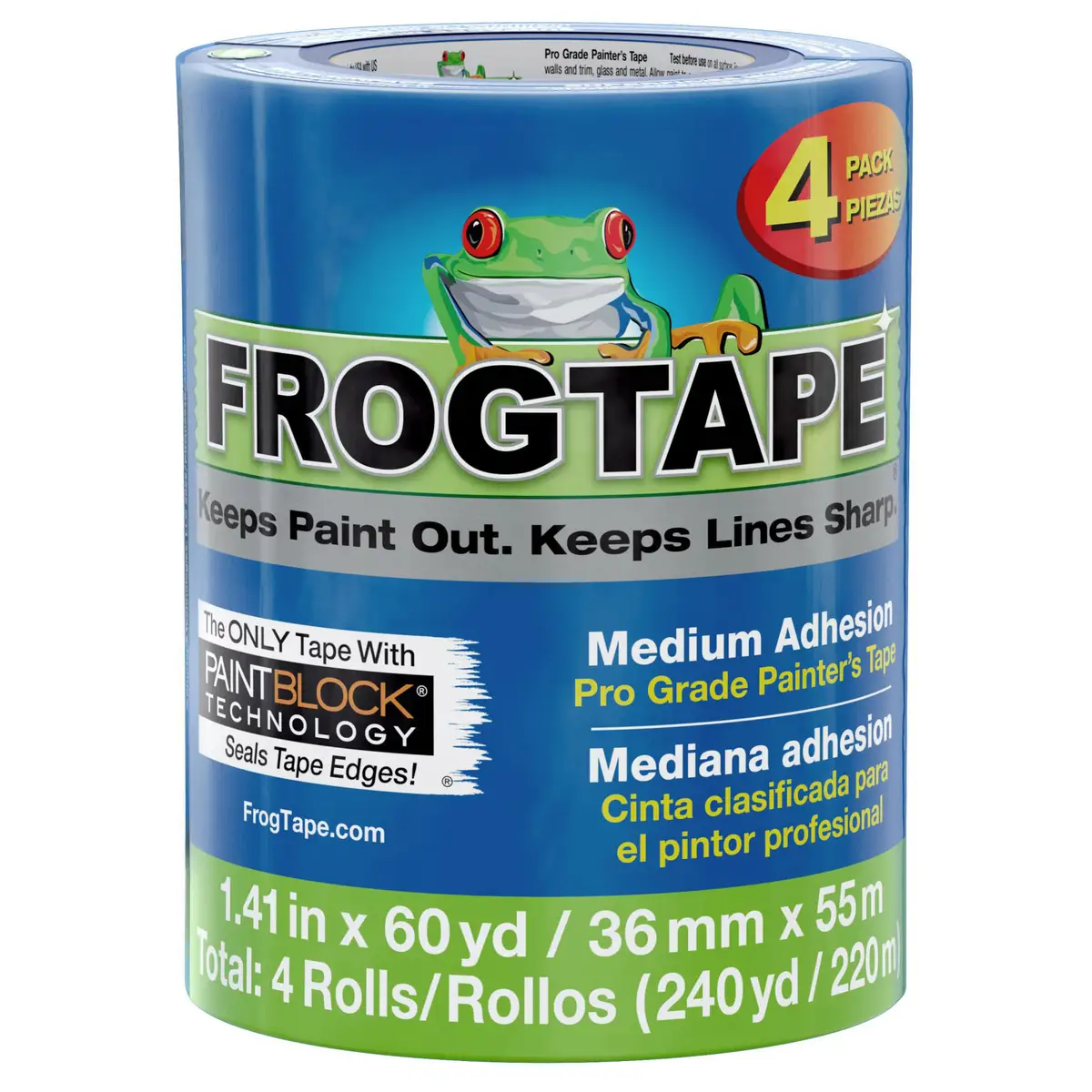 FROG TAPE 4-Pack 1.41 in. x 60 yd. Pro Grade Blue Painter's Tape