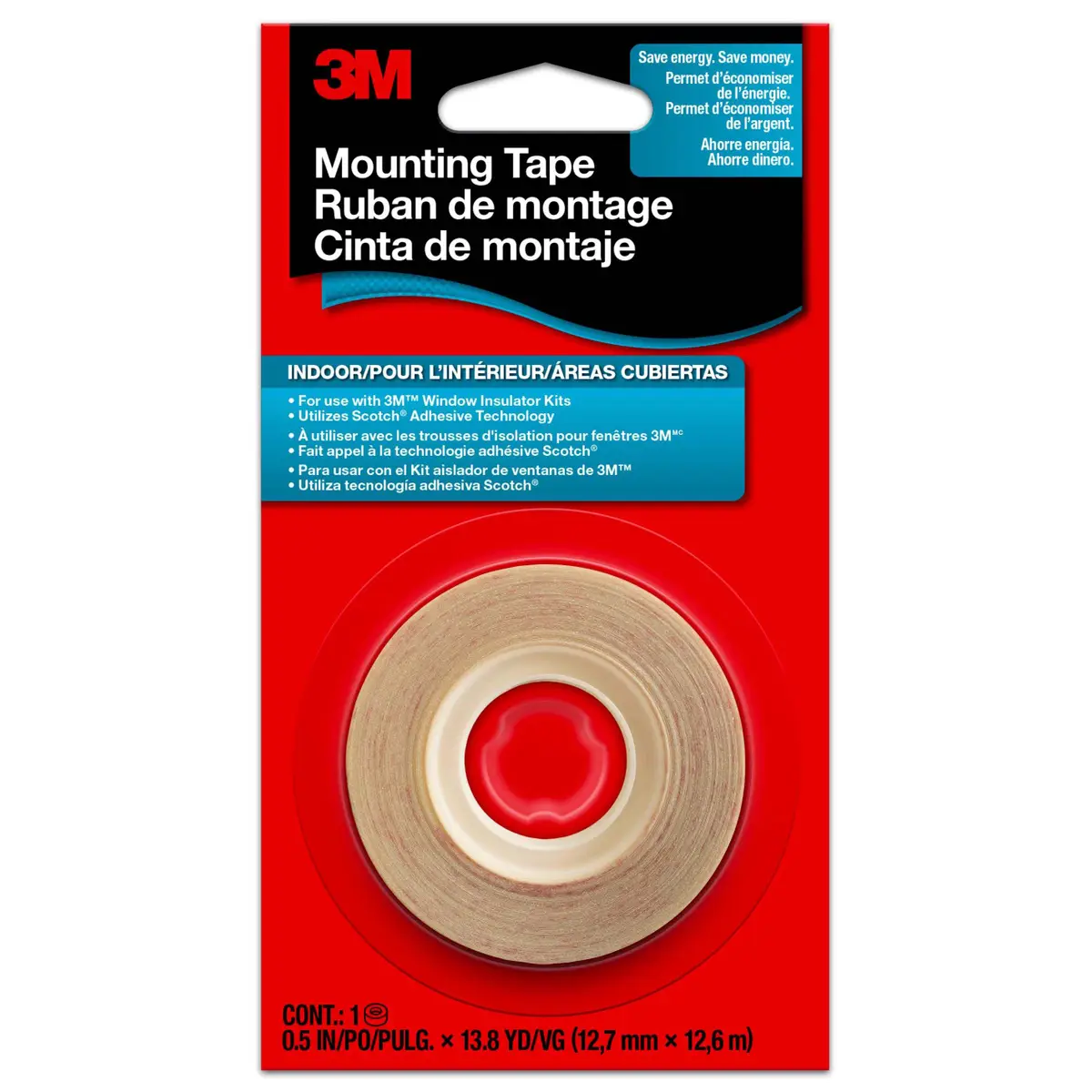 SCOTH 1/2" x 500" Indoor Window Film Mounting Tape
