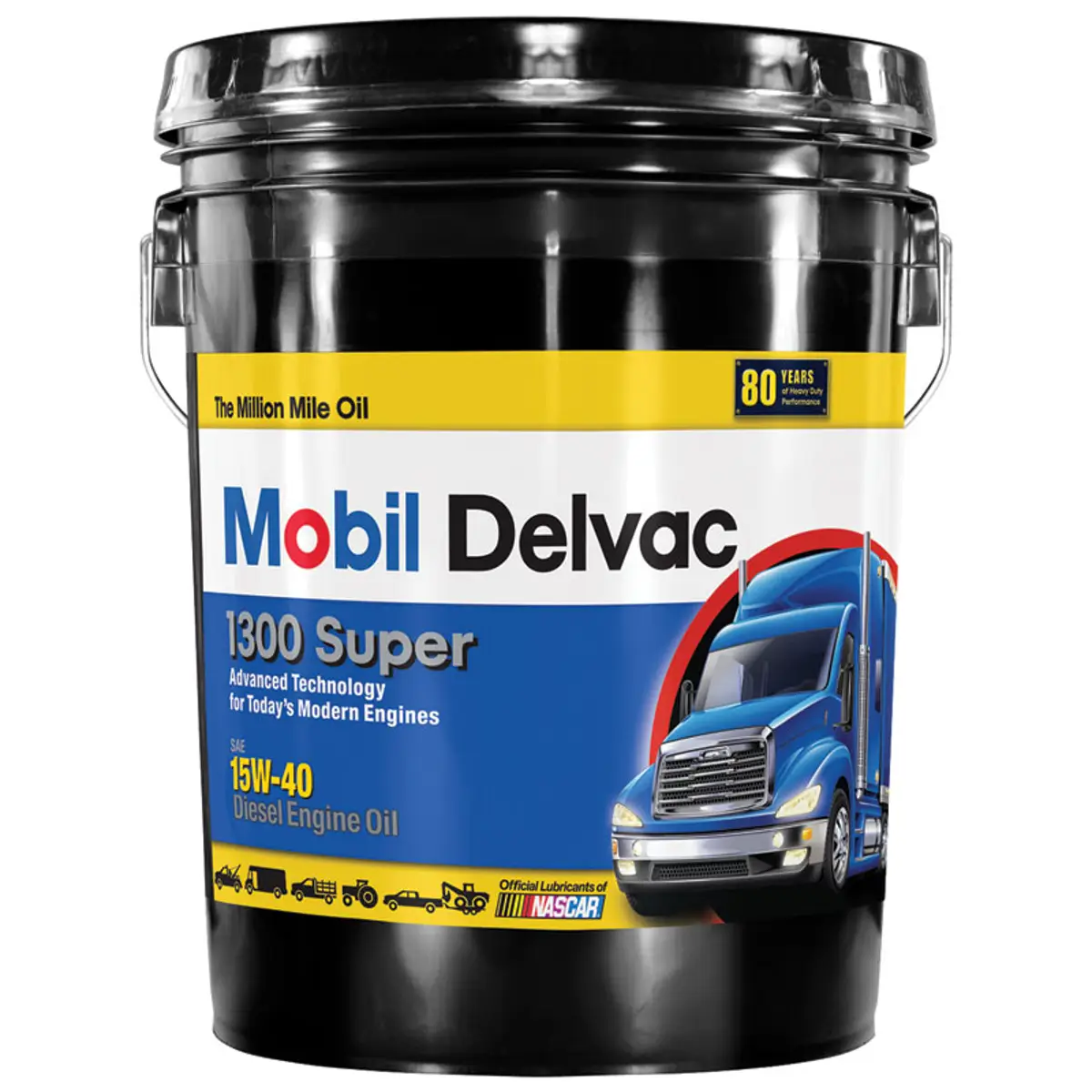 MOBIL DELVAC 5 Gal Delvac 1300 Super Heavy Duty Synthetic Blend Diesel Engine Oil 15W-40
