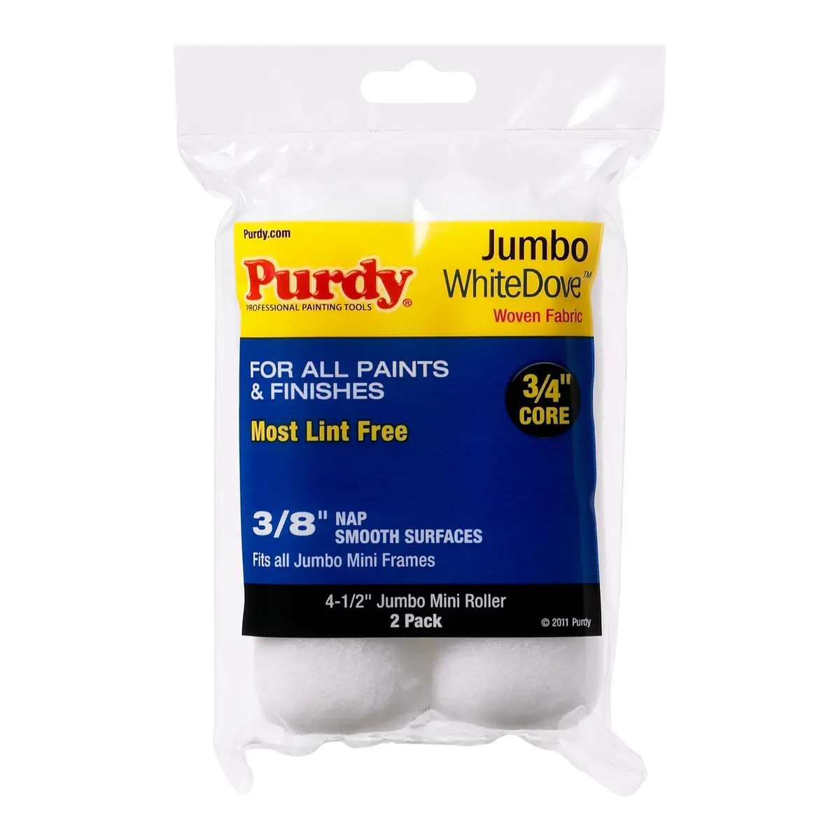 PURDY 2-Count 4.5" x 3/8" White Dove Jumbo Mini Roller
