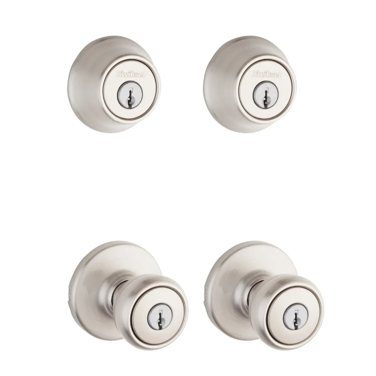 KWIKSET 242 Tylo Keyed Entry Knob and Single Cylinder Deadbolt Project Pack in Satin Nickel