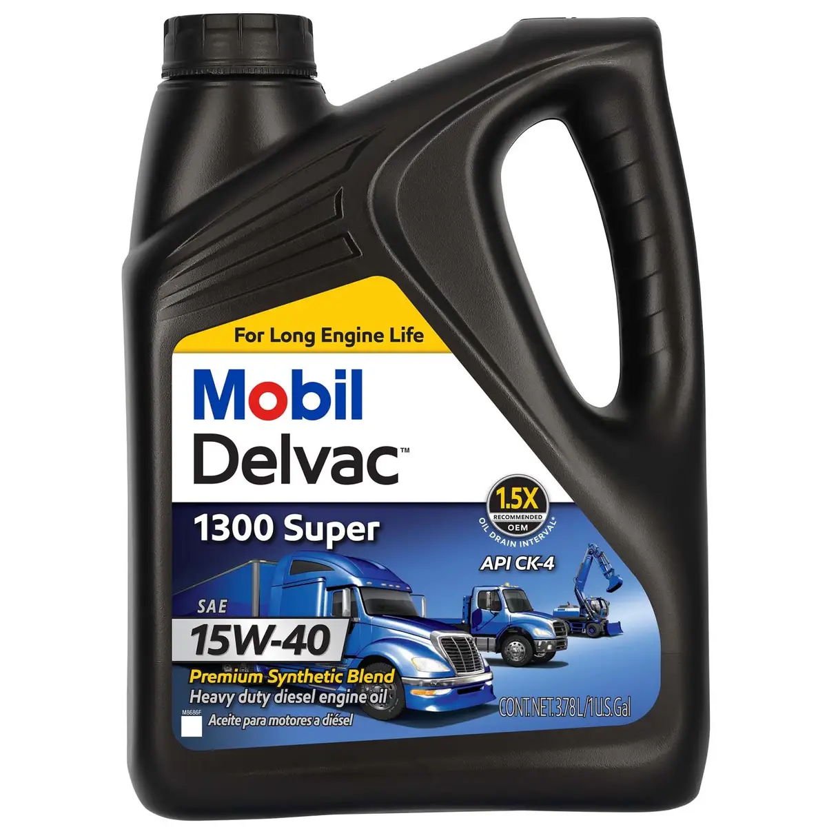 MOBIL DELVAC 1-Gallon Super Heavy Duty Premium 15W-40 Synthetic Blend Diesel Engine Oil
