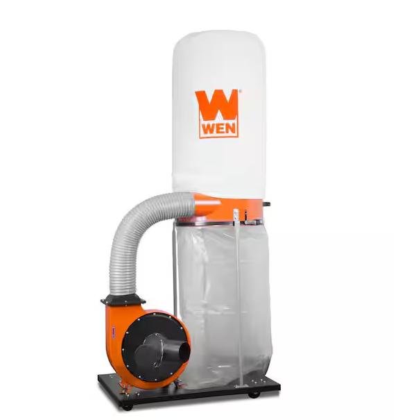 WEN 1,300 CFM 14 Amp 50 Gal. 5 Mic Woodworking Dust Collector with Collection Bag and Mobile Base