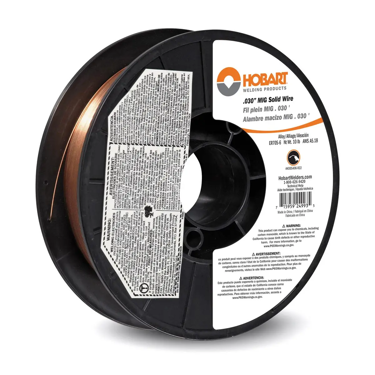 HOBART 10 lb .030 ga Mild Steel Welding Wire Spool