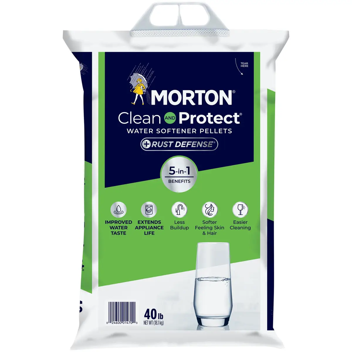MORTON 40 lb Clean and Protect Plus Rust Defense Water Softener Salt Pellet Bag