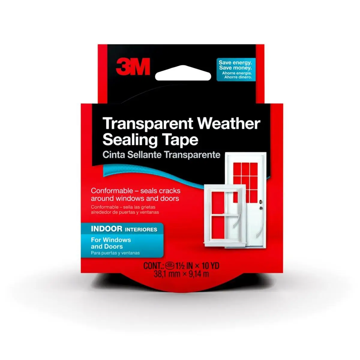 3M 1.5" x 30' Indoor Transparent Weather Sealing Tape