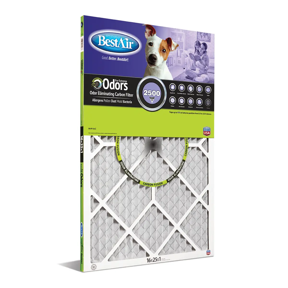 BESTAIR 16"x25"x1" Air Furnace Allergen/Odor Reduction Carbon Air Filter MERV 11