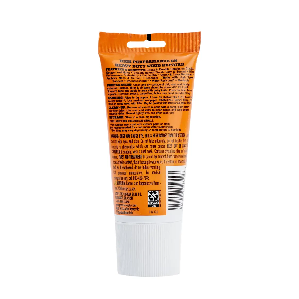 GORILLA 6 oz White Wood Filler Tube