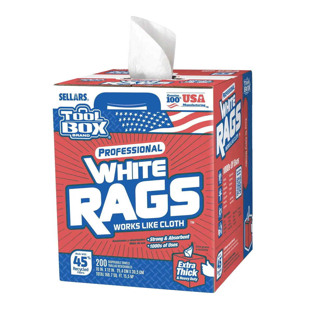 SELLARS 200-Count Toolbox Professional White Rags