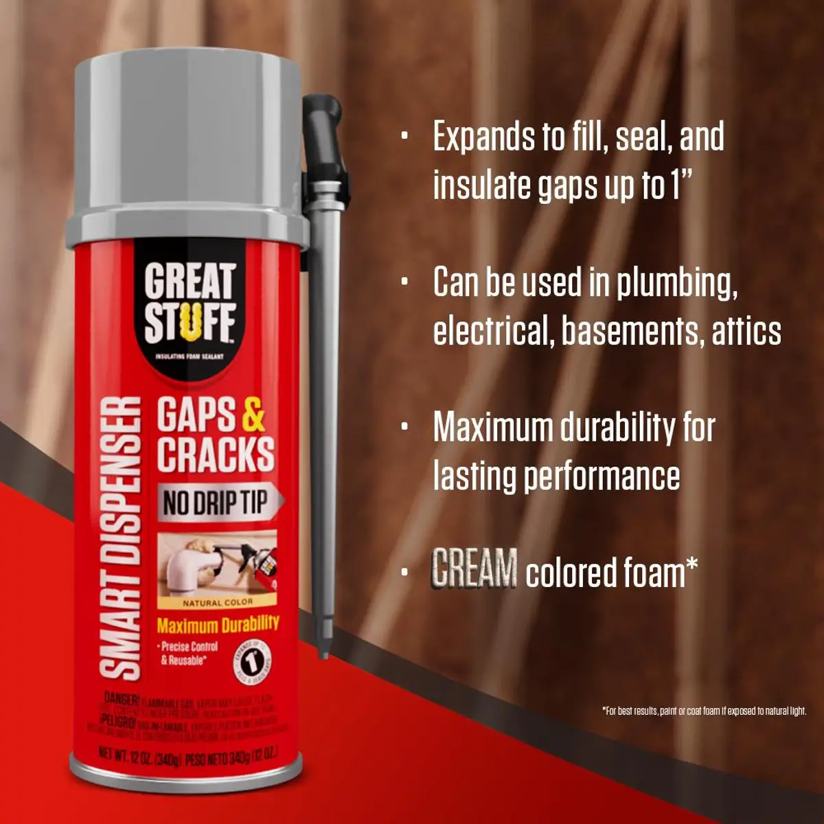 GREAT STUFF 12 oz Gaps and Cracks Insulating Foam Sealant with Smart Dispenser