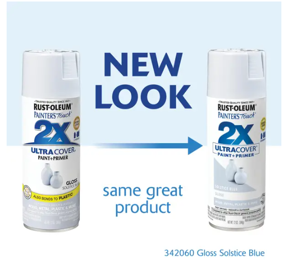 RUST - OLEUM 12 oz Painter's Touch 2X Ultra Cover Gloss Solstice Blue Spray Paint & Primer
