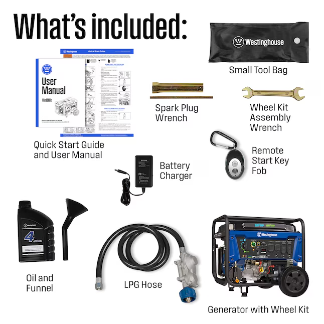 Westinghouse WGen9500DFc Remote Electric Start 12500 / 9500-Watt Dual Fuel (Gasoline/Propane) Portable Generator - WGEN9500DFC