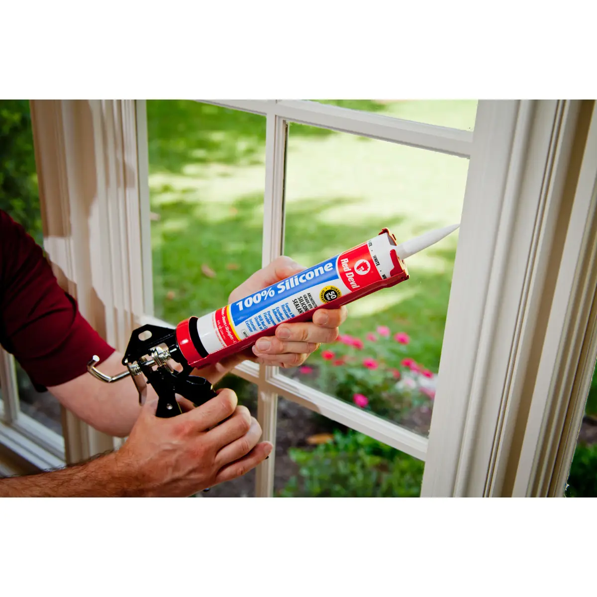 RED DEVIL 9.8 oz 100% White Silicone Sealant
