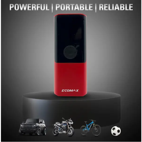 ECOMAX 12.6 Volt Portable Digital Cordless Inflator for Tires up to 150 PSI with Auto-Stop