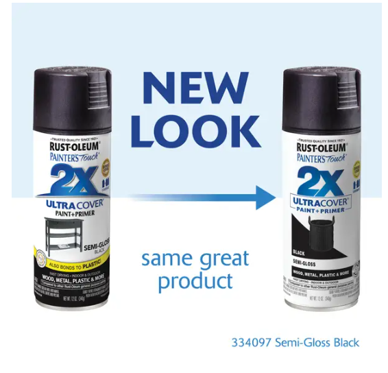 RUST-OLEUM 12 oz Painter's Touch 2X Ultra Cover Semi-Gloss Black Spray Paint & Primer