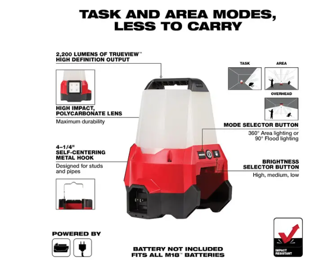 MILWAUKEE M18 RADIUS Compact Site Light with Flood Mode
