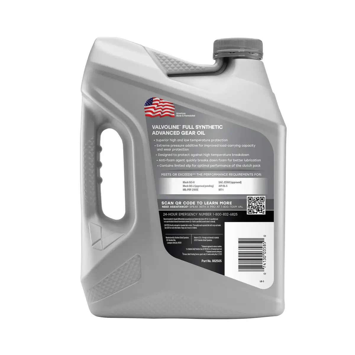 VALVOLINE 1 Gallon Advanced Full Synthetic Gear Oil SAE 75W-90