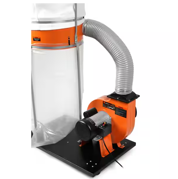 WEN 1,300 CFM 14 Amp 50 Gal. 5 Mic Woodworking Dust Collector with Collection Bag and Mobile Base