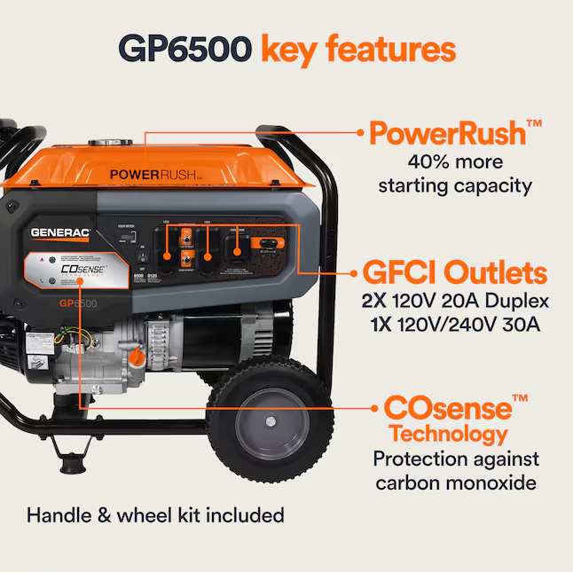 Generac GP 8125 / 6500-Watt Single Fuel (Gasoline) Portable Generator