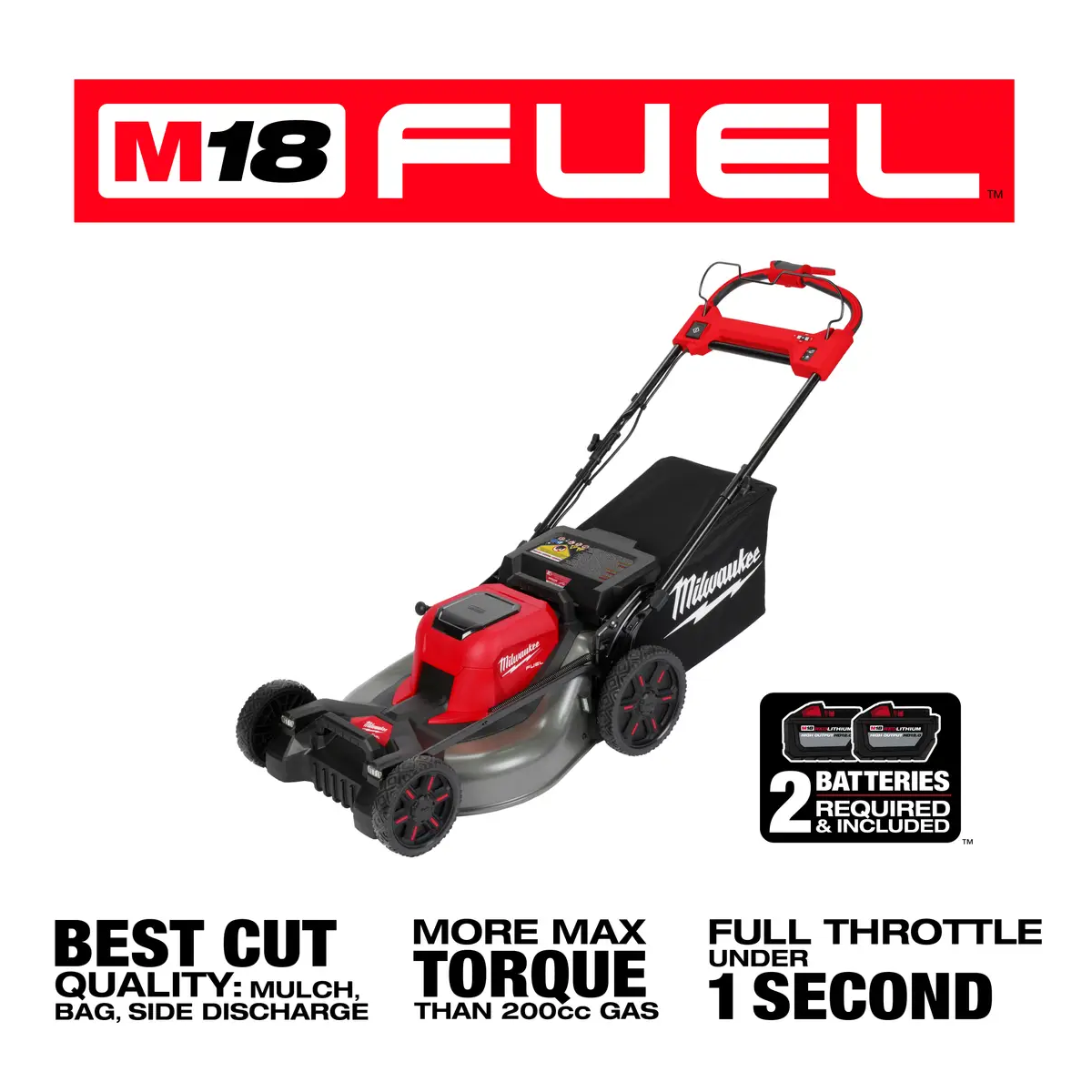 MILWAUKEE M18 FUEL 21" Self-Propelled Dual Battery Mower Kit
