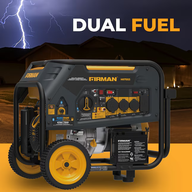 Firman Hybrid 9400 / 7500-Watt Dual Fuel (Gasoline/Propane) Portable Generator - H07553