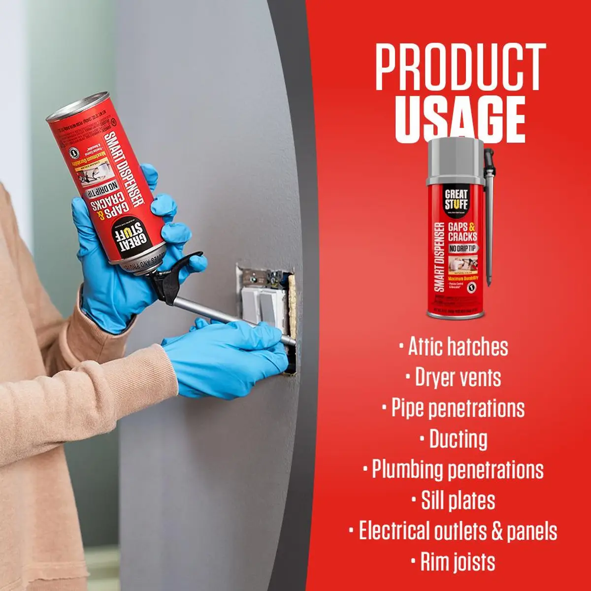 GREAT STUFF 12 oz Gaps and Cracks Insulating Foam Sealant with Smart Dispenser