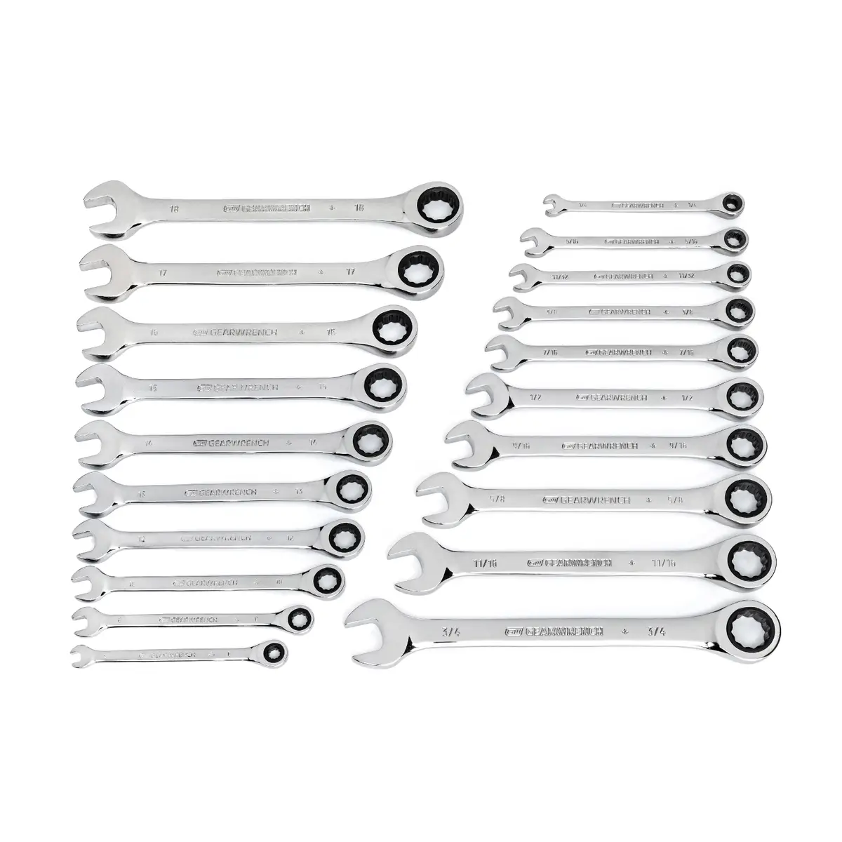 GearWrench 20-Piece 72-Tooth Ratcheting Combination Wrench Set