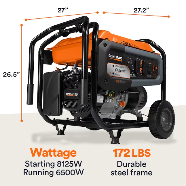 Generac GP 8125 / 6500-Watt Single Fuel (Gasoline) Portable Generator