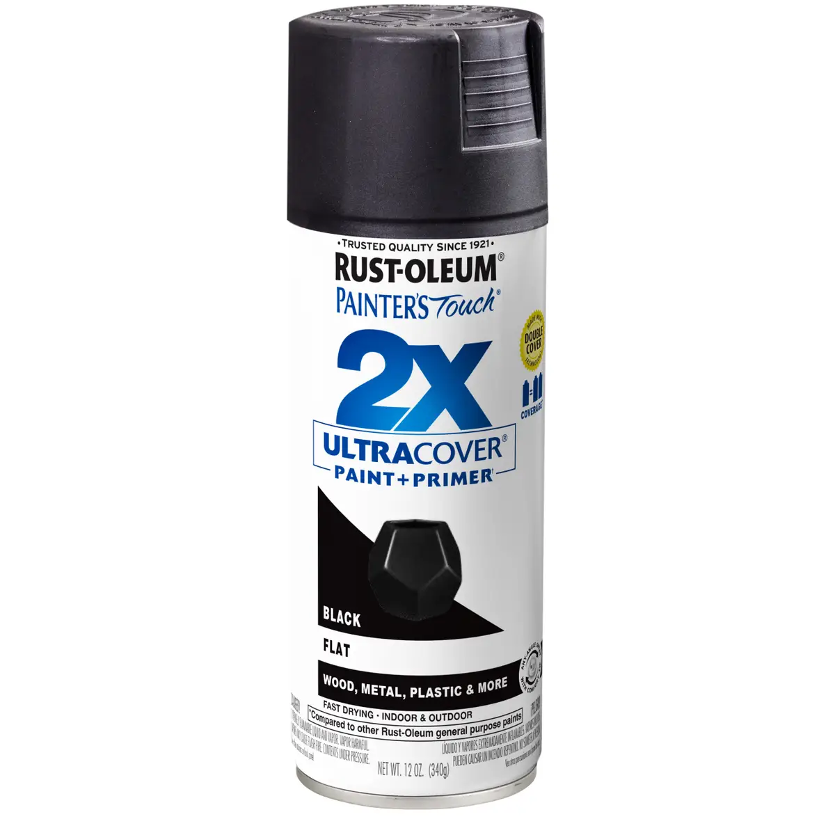 RUST- OLEUM 12 oz Painter's Touch 2X Ultra Cover Flat Black Spray Paint & Primer
