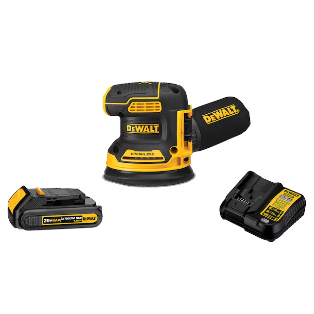 DEWALT 20 Volts Brushless Variable Random Orbital Cordless Sander with Dust Management (Battery Included)