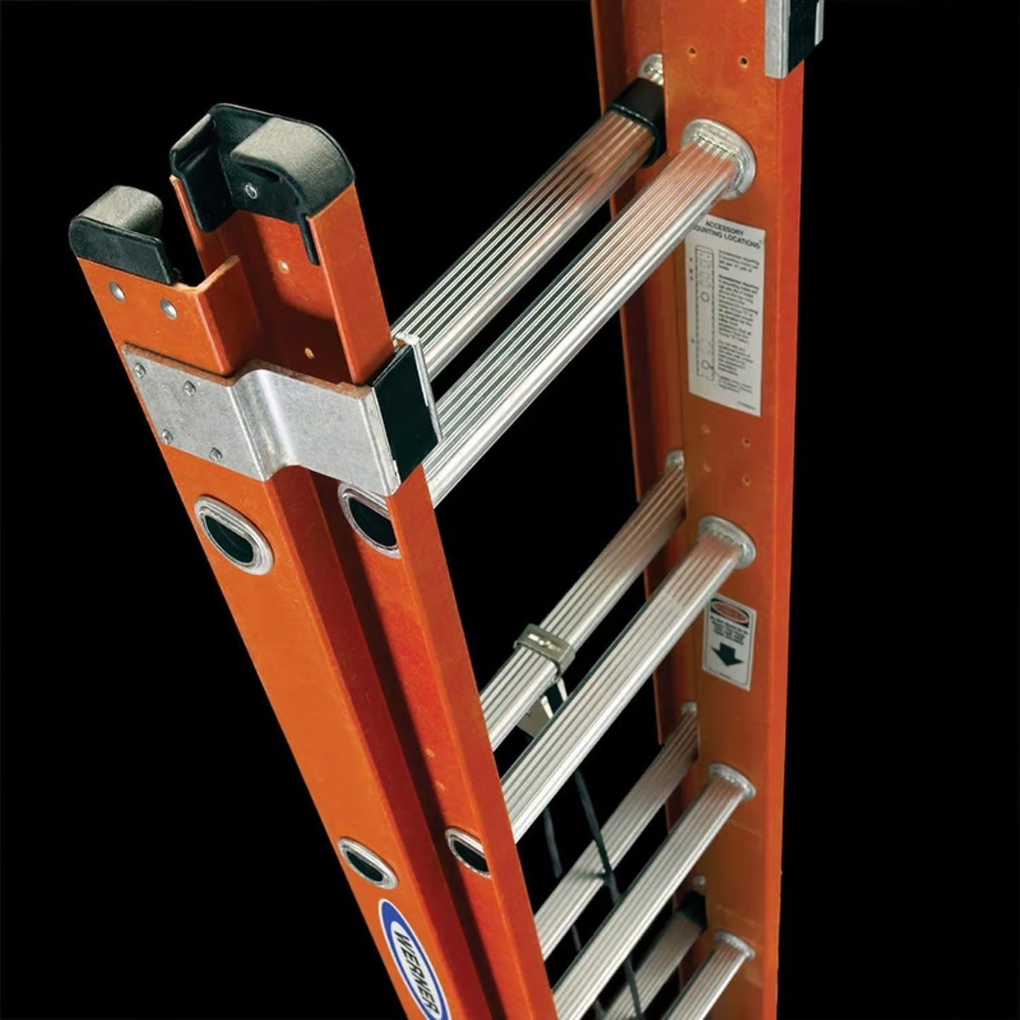Werner 20 ft. H Fiberglass Extension Ladder Type IA 300 lb. capacity