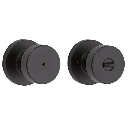 KWIKSET Matte Black Pismo Privacy Knob with Round Rose