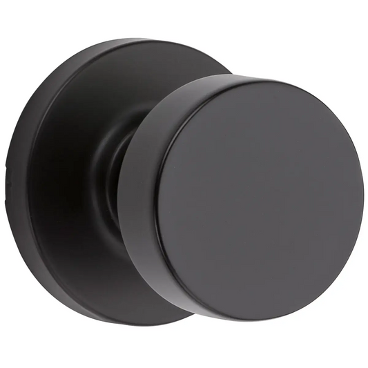 KWIKSET Matte Black Pismo Passage Knob with Round Rose