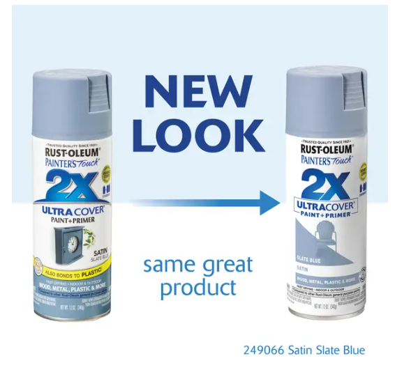 RUST - OLEUM 12 oz Painter's Touch 2X Ultra Cover Satin Slate Blue Spray Paint & Primer
