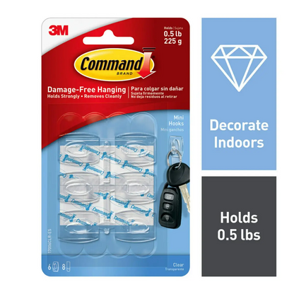 COMMAND 6-Count Mini Clear Hooks